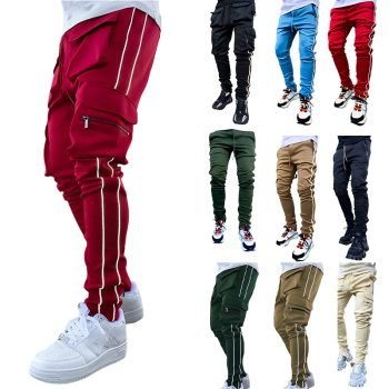 Men Flare Cargo Stacked Pant Trousers