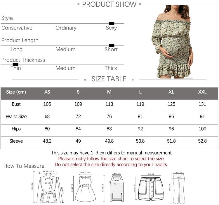 Size Chart for motherhood maternity dresses for customer understanding