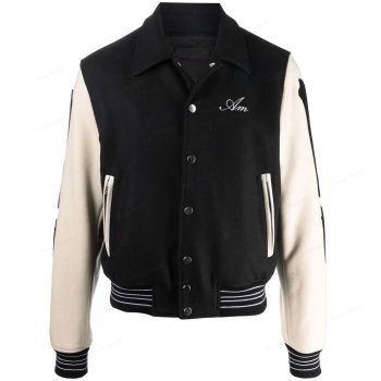 men's varsity jacket design in black color with embd