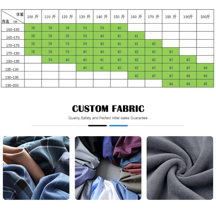 customized size chart for MENS LONG SLEEVE SHIRTS