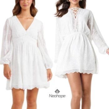 White Ruffle Dress With OEM Customized Premium Lace Fabric.