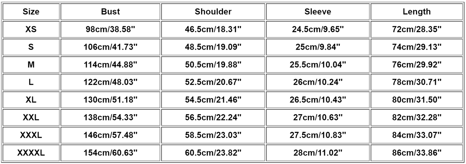 Size Chart for Hawaiian shirt to understand the Standard size chart from our manufacturer line