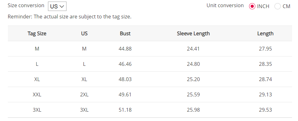 US standard size chart for cool mens hoodies to understand that we're doing this and will be made customized as well