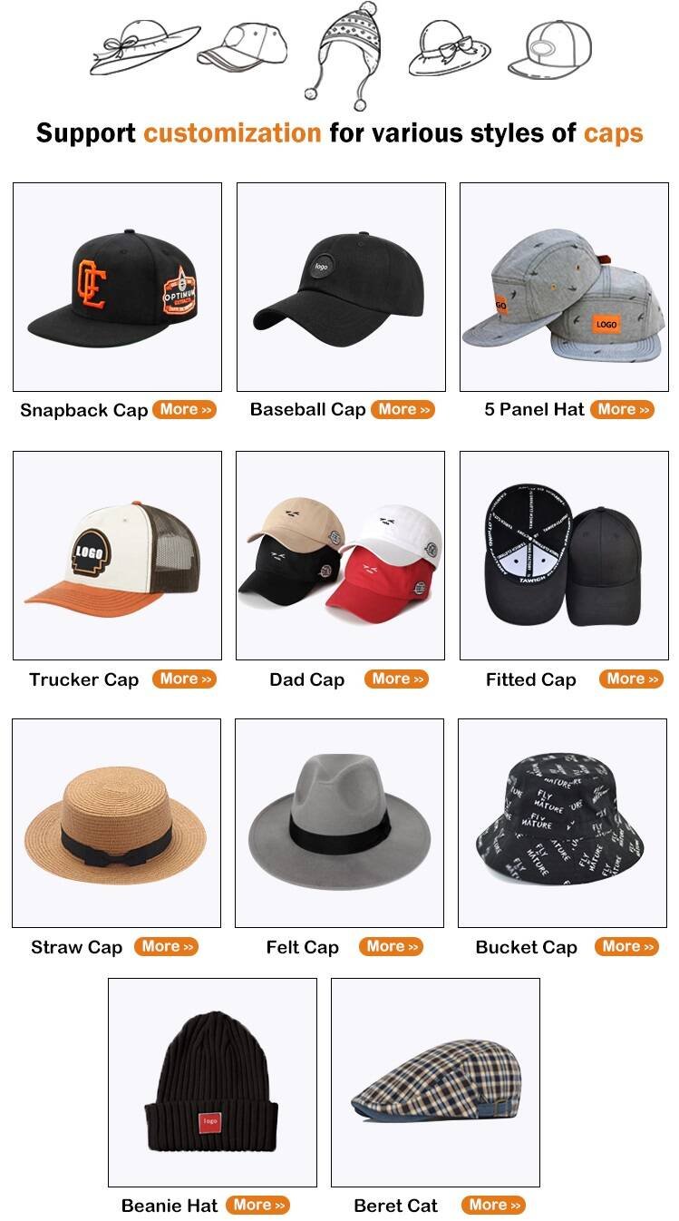 Design for every caps hats for customer including baseball caps
