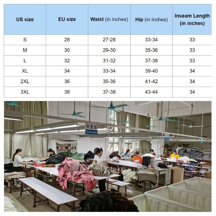 Factory Size Chart for denim shorts to understand customer to our size chart