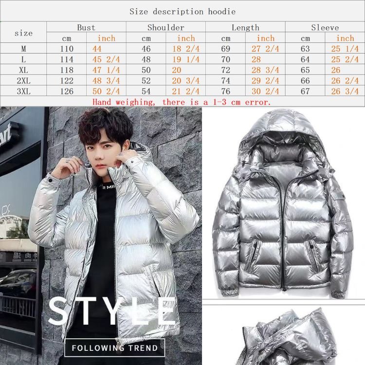 Size Chart and Trending Style for Shiny Puffer Jacket