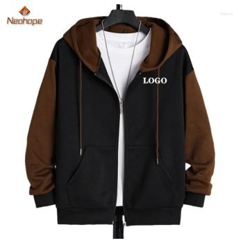 Black Zip up Hoodie for Men, Design Customized Color Block Zipper Cotton Sweatshirts Heavyweight Comfortable Hooded Street-wear Casual wear Sports Hoodies For Men