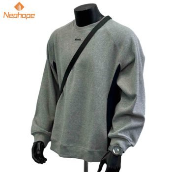 Minimalist Style Small Letter Embroidery Contrast Color Grey Round Neck Sweatshirt Pullover Top