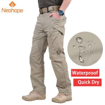 Men's Tactical Cargo Pants: Outdoor Waterproof Hiking Hunting Trousers with Elastic Waistband, Casual Multi-Pocket Design