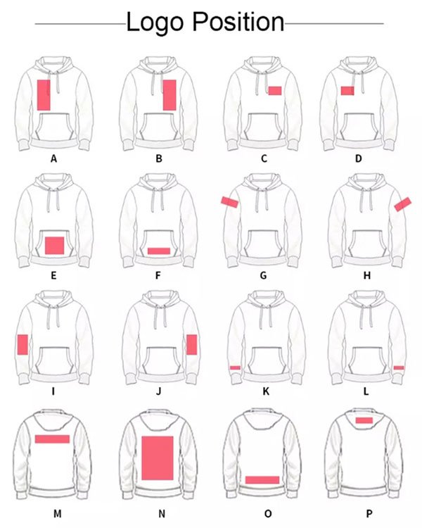 Strategic Logo Placement: Logo positioning can significantly impact the overall look of your hoodie. We provide multiple logo placement options, allowing you to choose what best suits your design aesthetics, from chest logos to back placements.