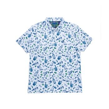 Customizable Vintage Cocktail Print Polo Shirts for Men