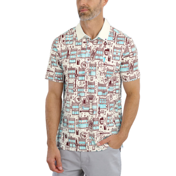 Fully Customizable Vintage-Inspired Polo Shirts with Guitar & Bagpipe Motifs