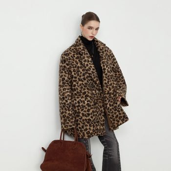 Faux Curly Lamb Fur Leopard Print Coat | ODM/OEM Custom Faux Fur Winter Coat for Brands