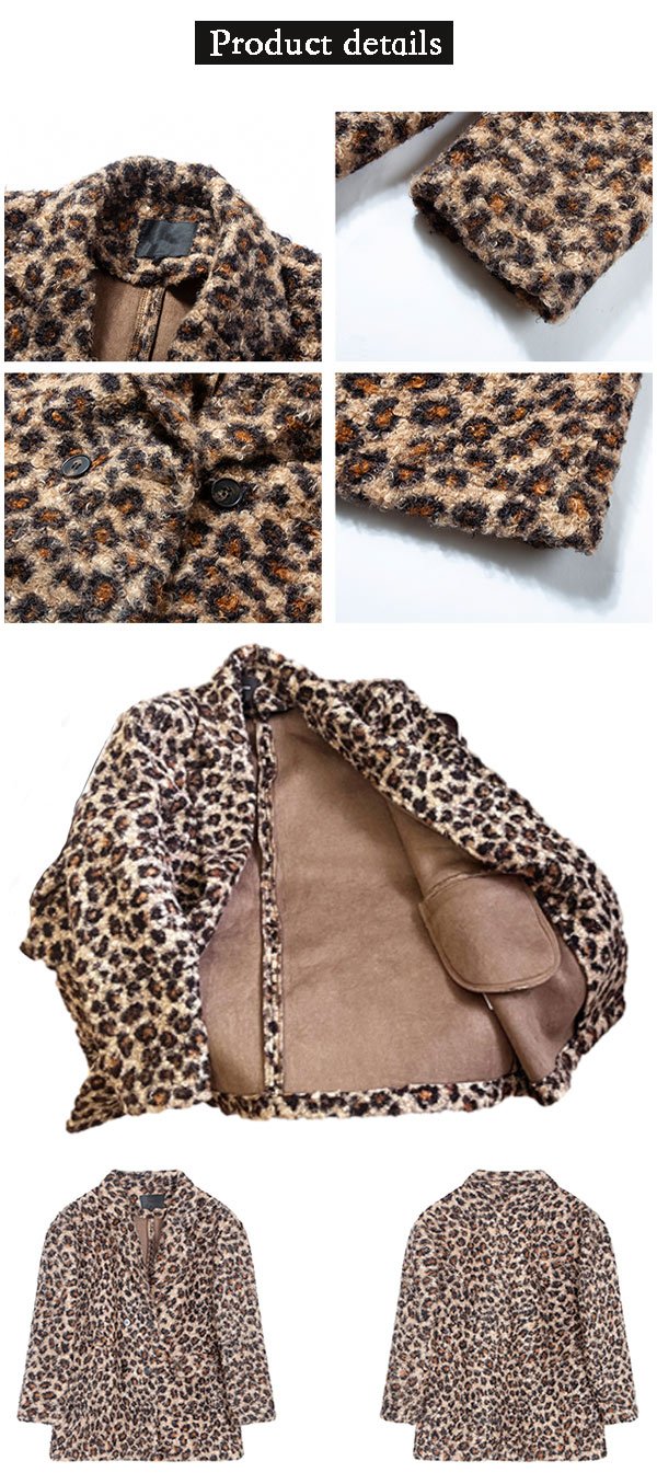 Faux Curly Lamb Fur Leopard Print Coat Product Details